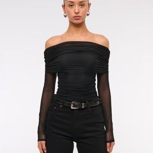 Long-Sleeve Mesh Foldover Bodysuit